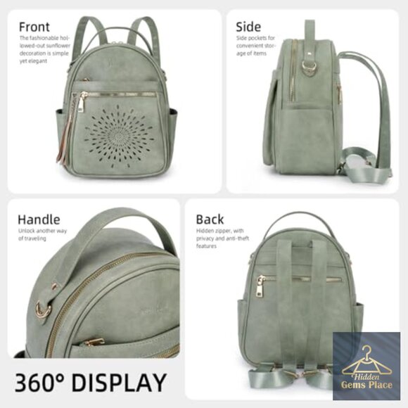 Small PU Leather Backpack Purse Waterproof Lightweight Travel Daypack main image 5